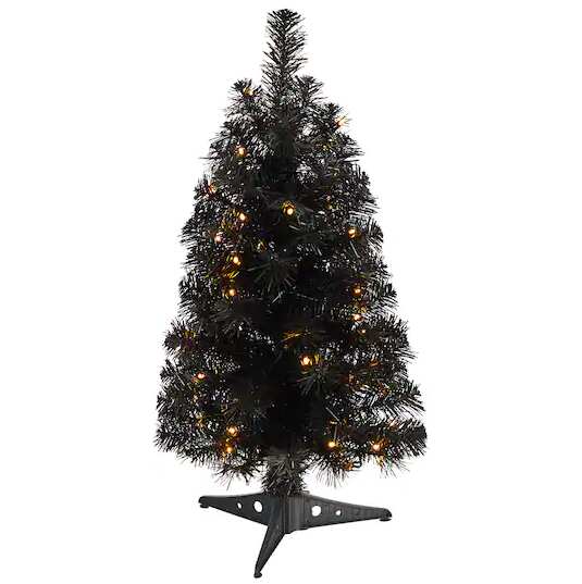 2ft Pre-Lit Black Christmas Tree