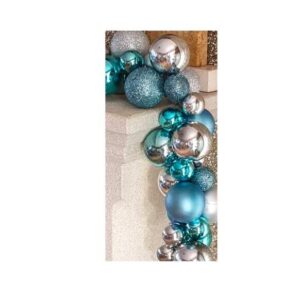 6ft Ice Blue and Silver Mixed Bauble Christmas Garland