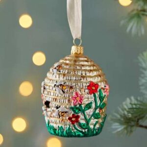 Cottagecore Beehive Glass Ornament