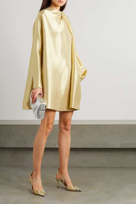 Draped silk-blend lamé mini dress, Fendi