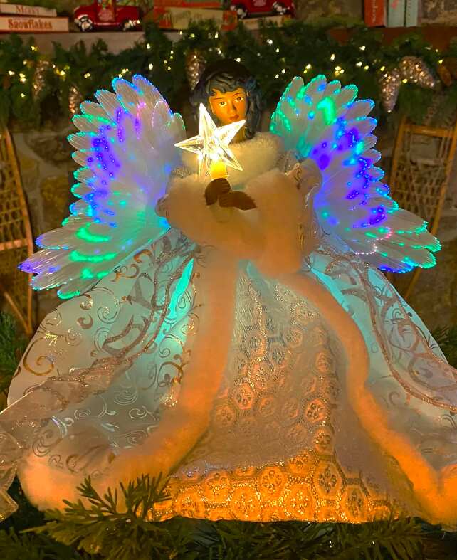 Fiber Optic Animated Angel with Dress Tree Topper