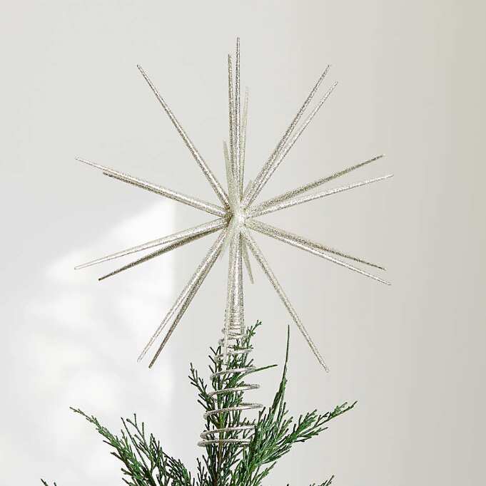 Glitter Silver 3D Star Christmas Tree Topper