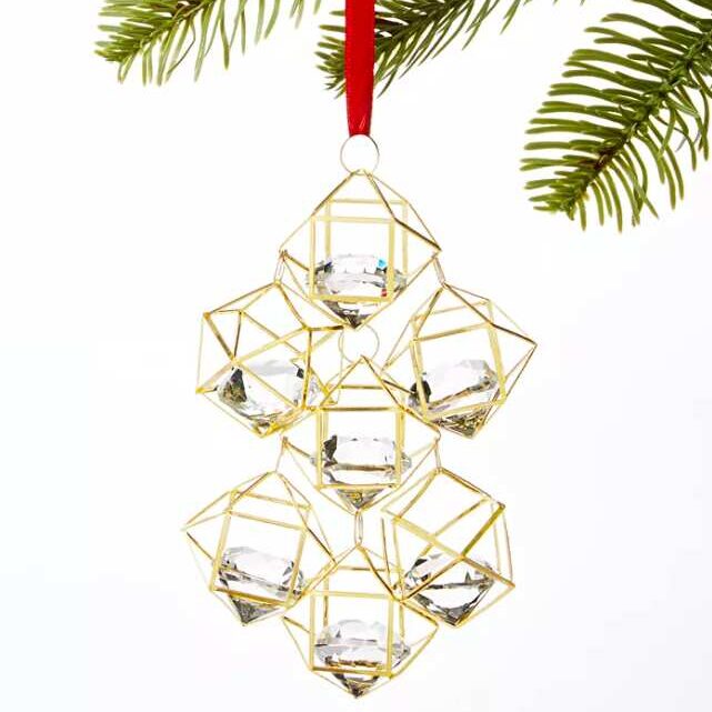Gold & Crystal Geometric Christmas Tree Ornament
