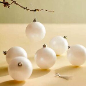 Shatterproof White  Plastic Globe Ornaments, Set of 6