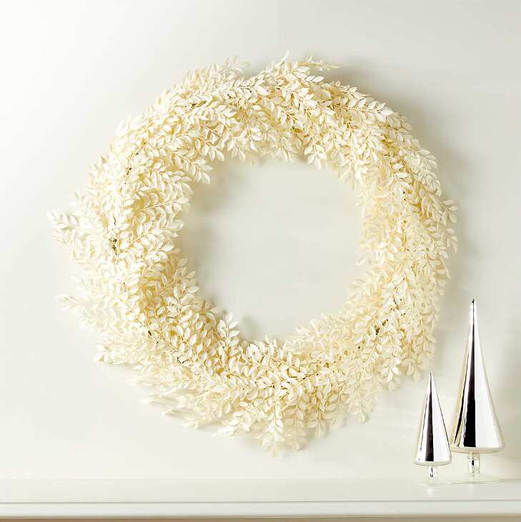 White Faux Ruscus Wreaths 30"