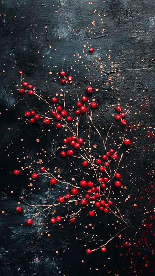 red and black and gold holy berry christmas wallpaper for iphone