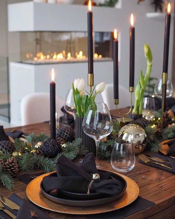 black christmas tabletop decoration
