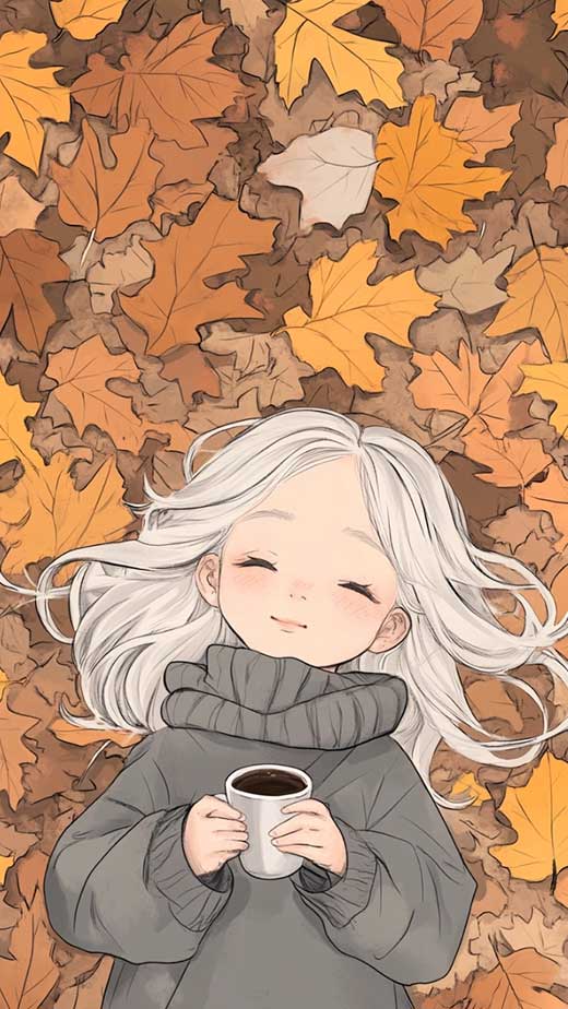 cute fall illustrations wallpaper art for iphone