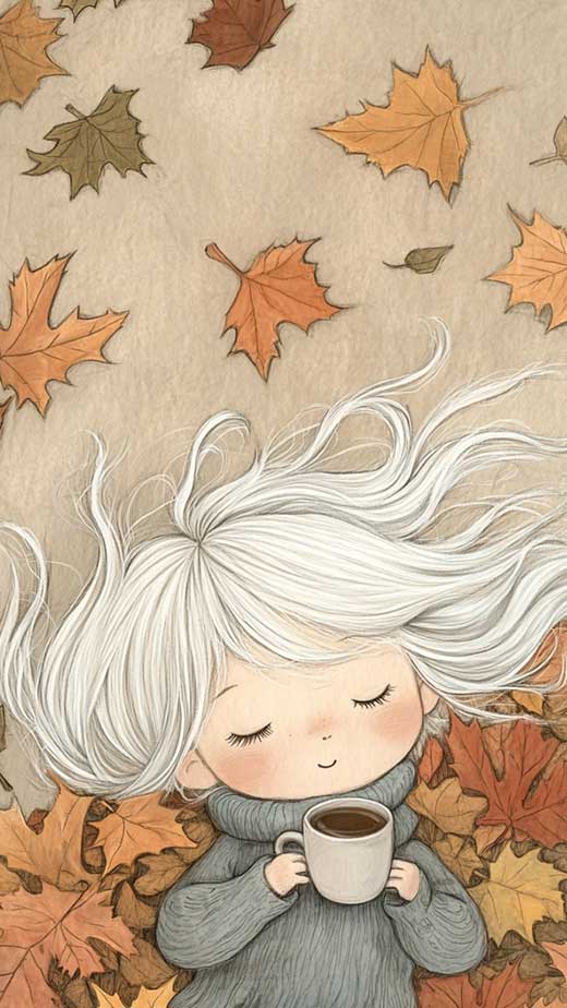 cute fall illustrations wallpaper art for iphone