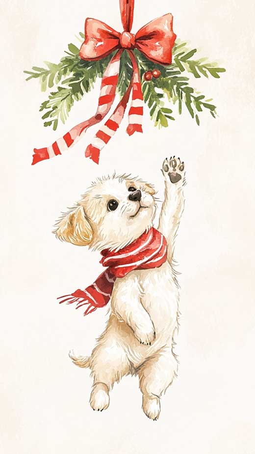 cute vintage puppy dog christmas wallpaper for iphone