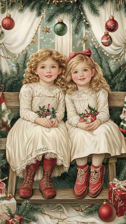 vintage cute red christmas wallpaper