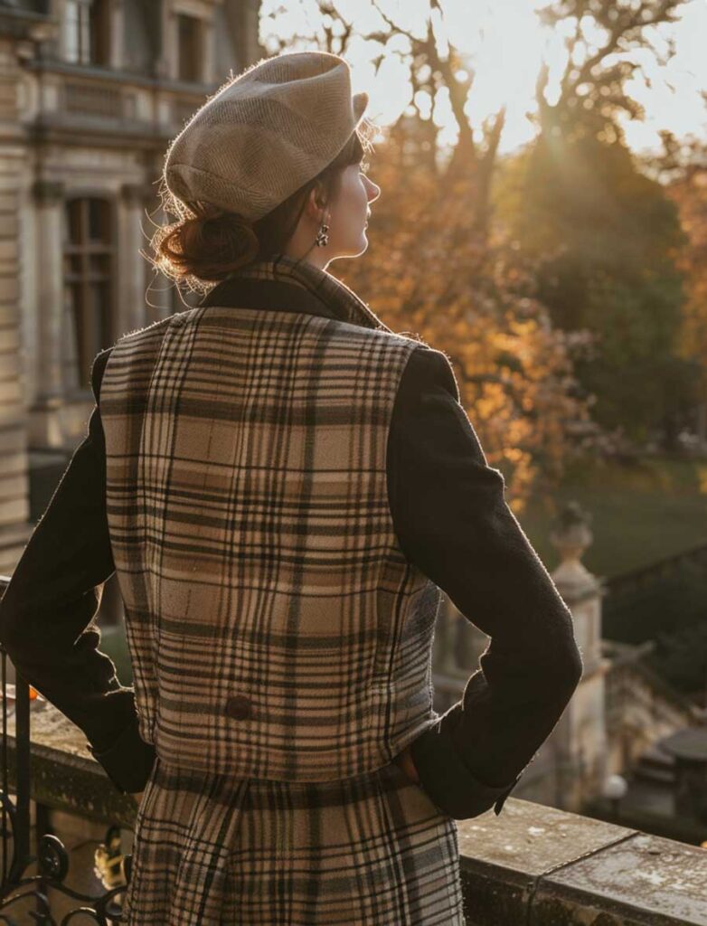 dark academia short hairstyle with beret for autumn fashion