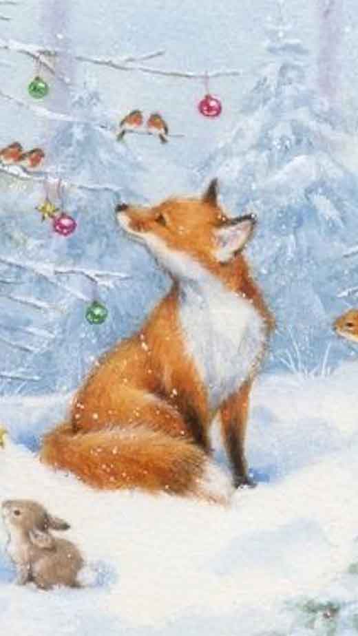 vintage fox winter wallpaper