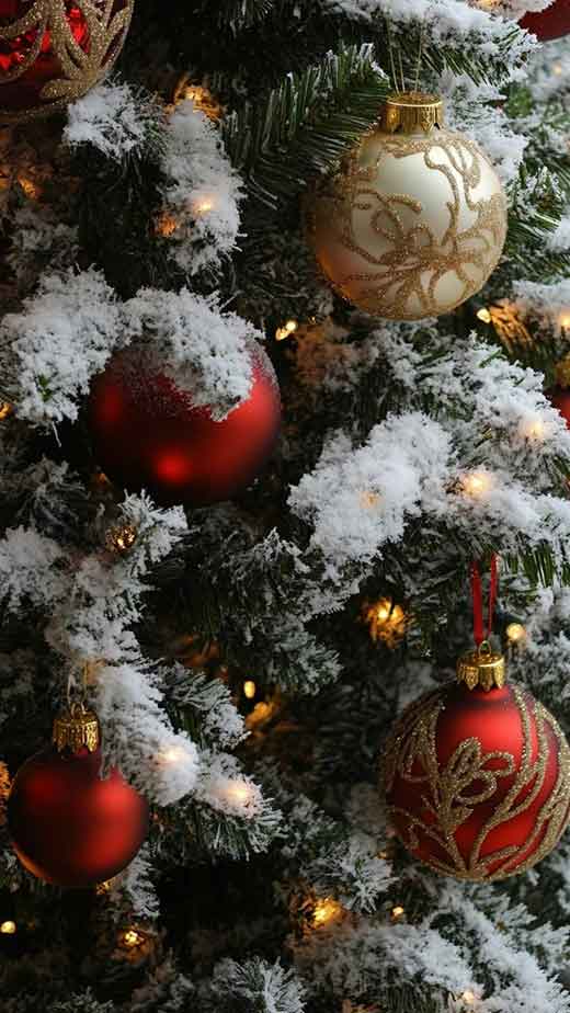 red and gold traditional Christmas tree