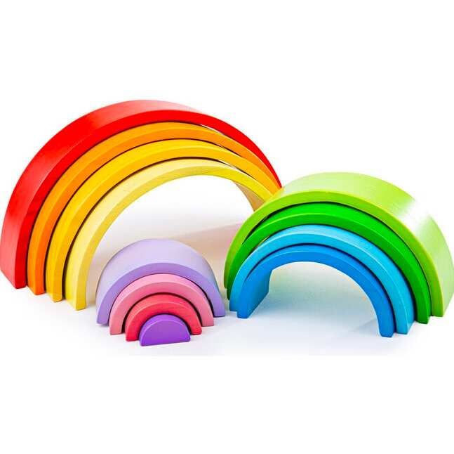 Large Stacking Wood Rainbow Toy, by Bigjigs Toys