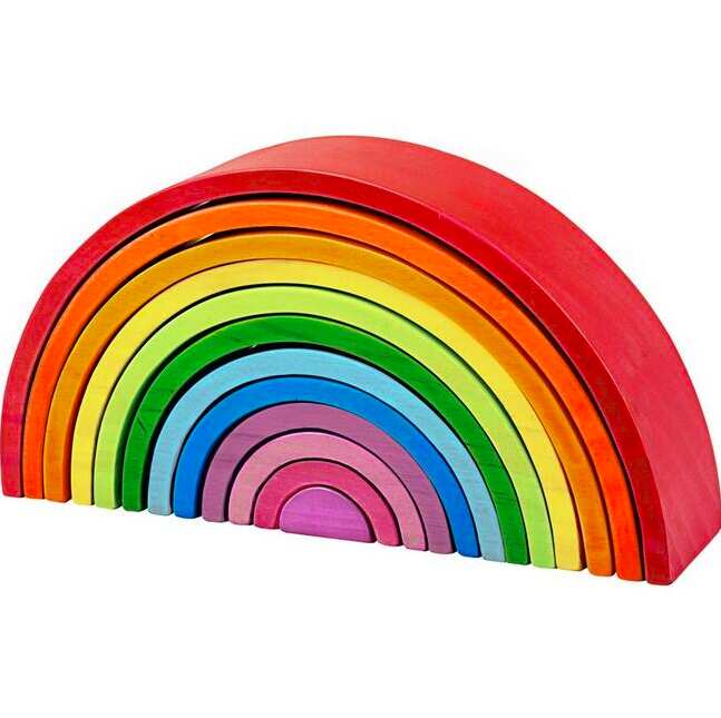 Large Stacking Wood Rainbow Toy, by Bigjigs Toys