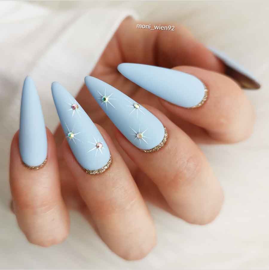 light blue christmas nails longe