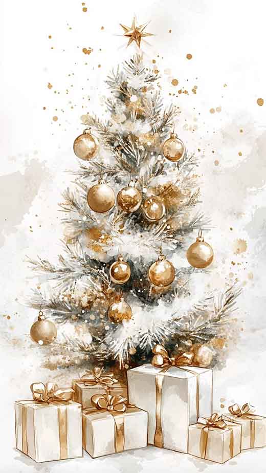 gold watercolor christmas wallpaper