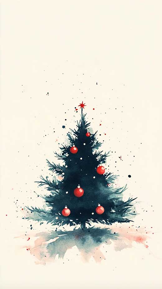 minimalist watercolor christmas tree phone wallpaper