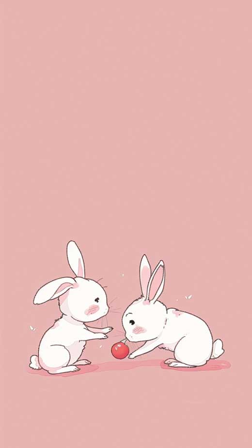 minimalist cute pink bunny wallpaper for iphone