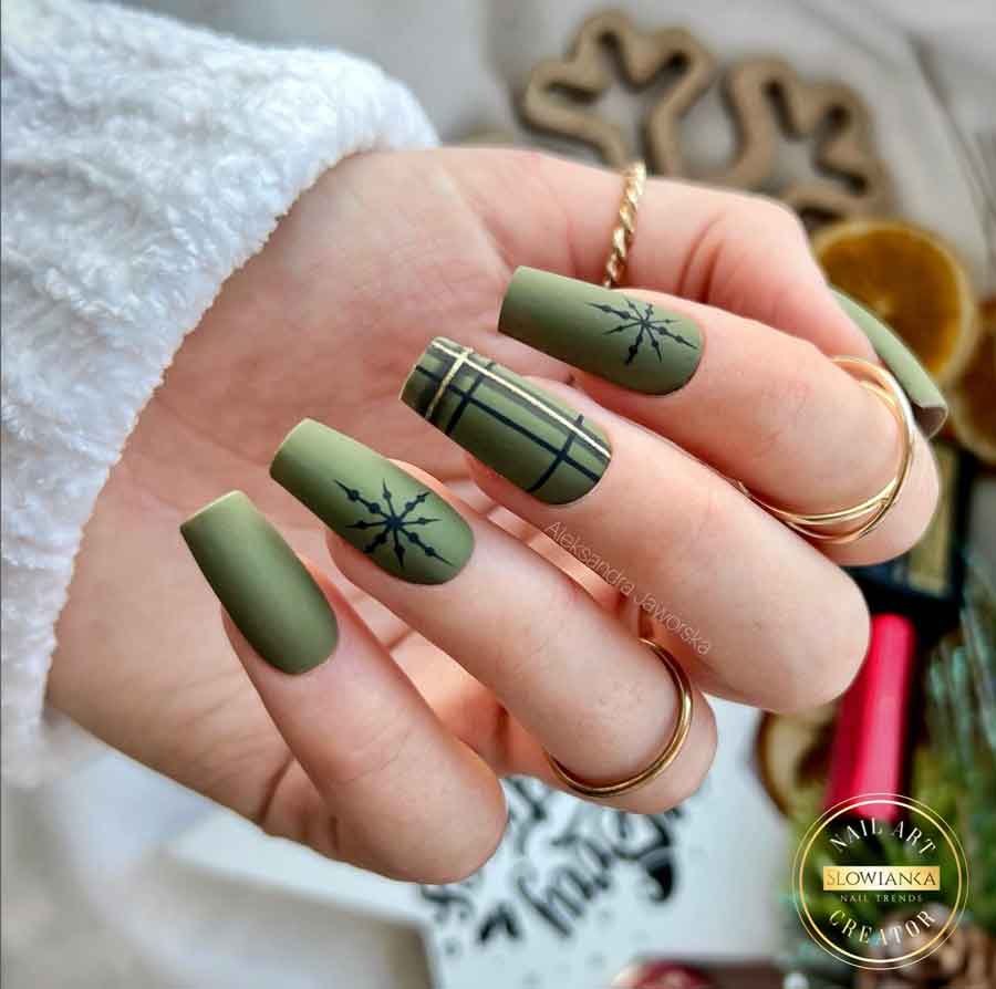 olive green nails