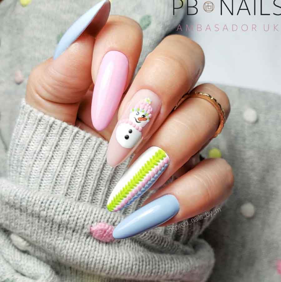 pink pastels christmas nails