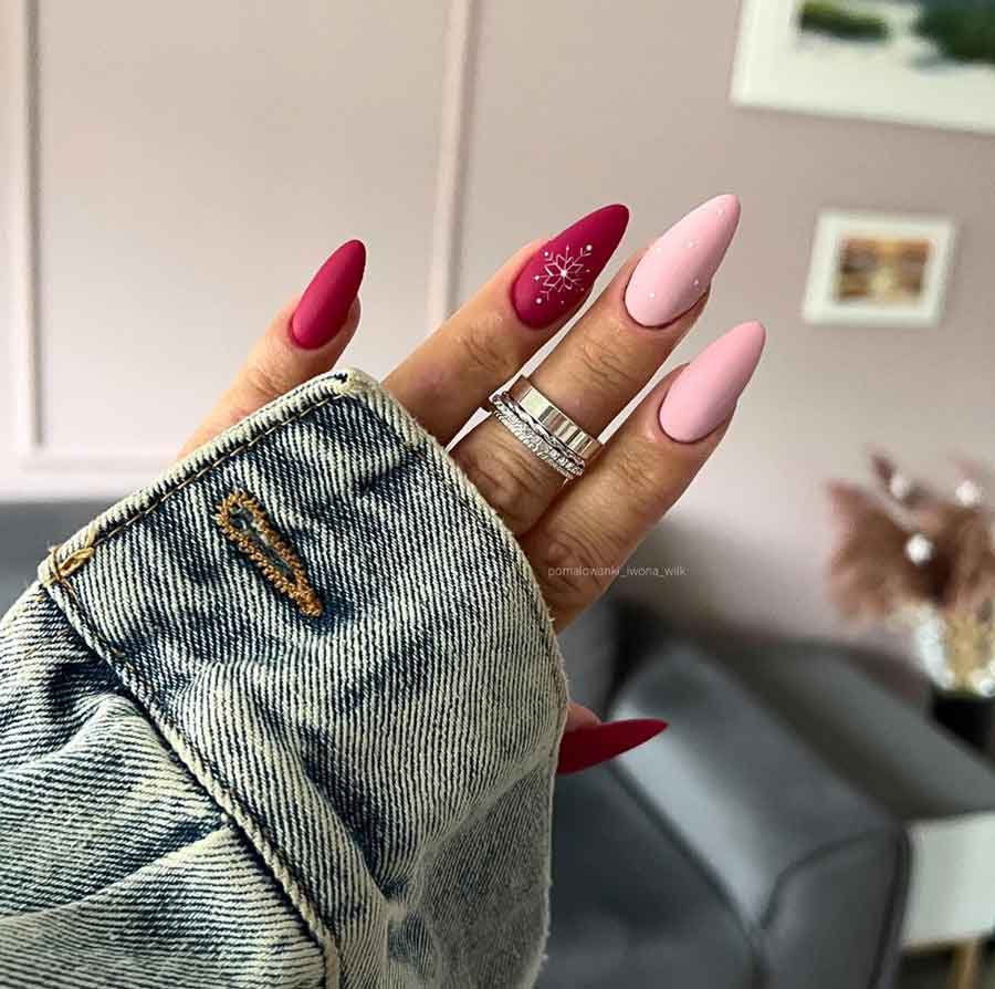 pink red christmas nails