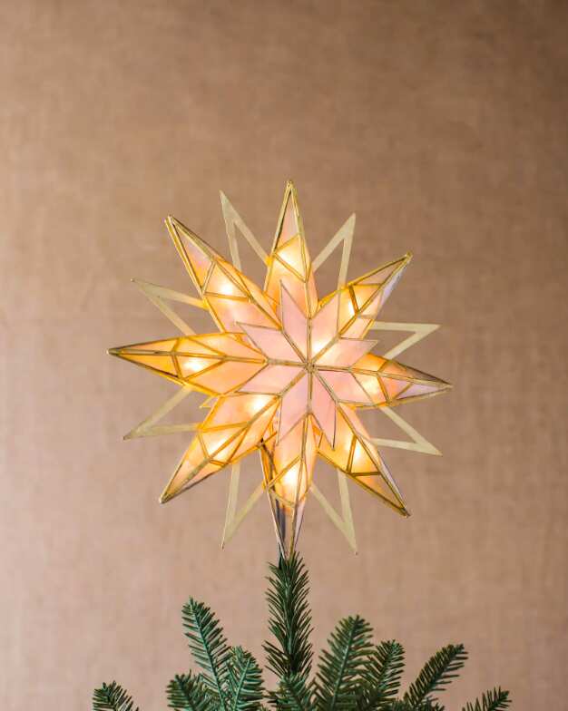 Pre-Lit Double-Sided Gold Starburst Tree Topper