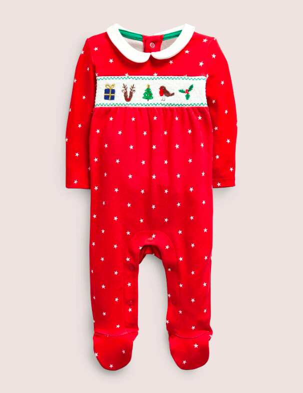 Newborn and Baby Red Christmas Sleepsuit