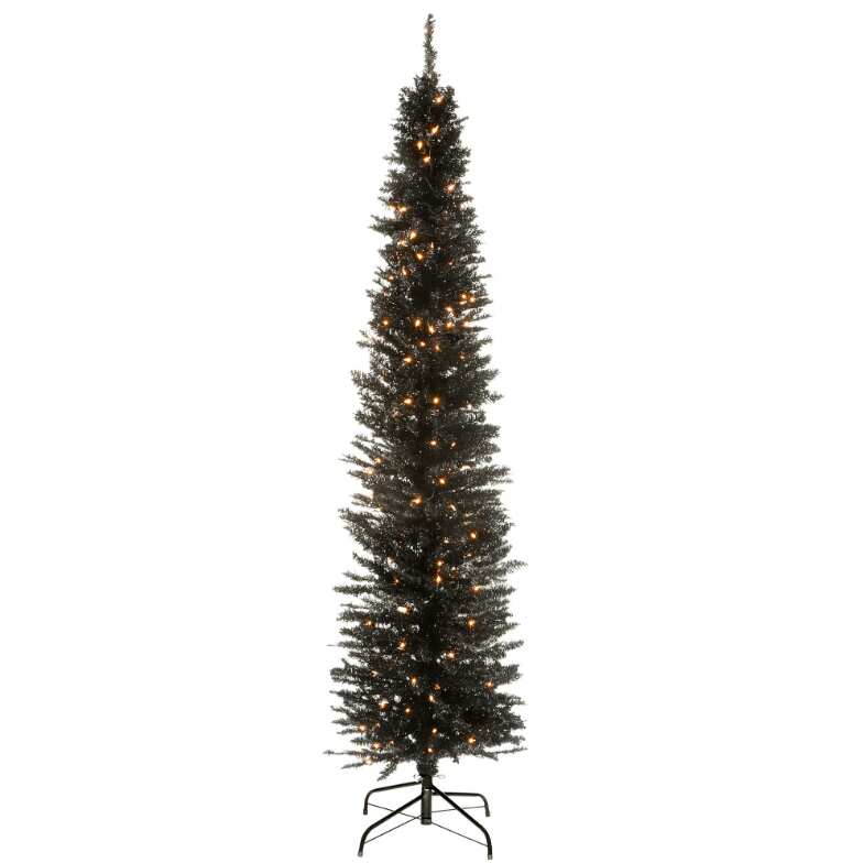 6ft Prelit Slim Black Christmas Tree