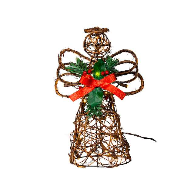 13.7-in Angel Brown White Christmas Tree Topper