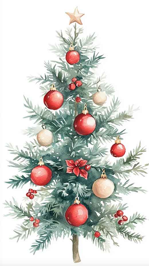 simple watercolor christmas tree wallpaper