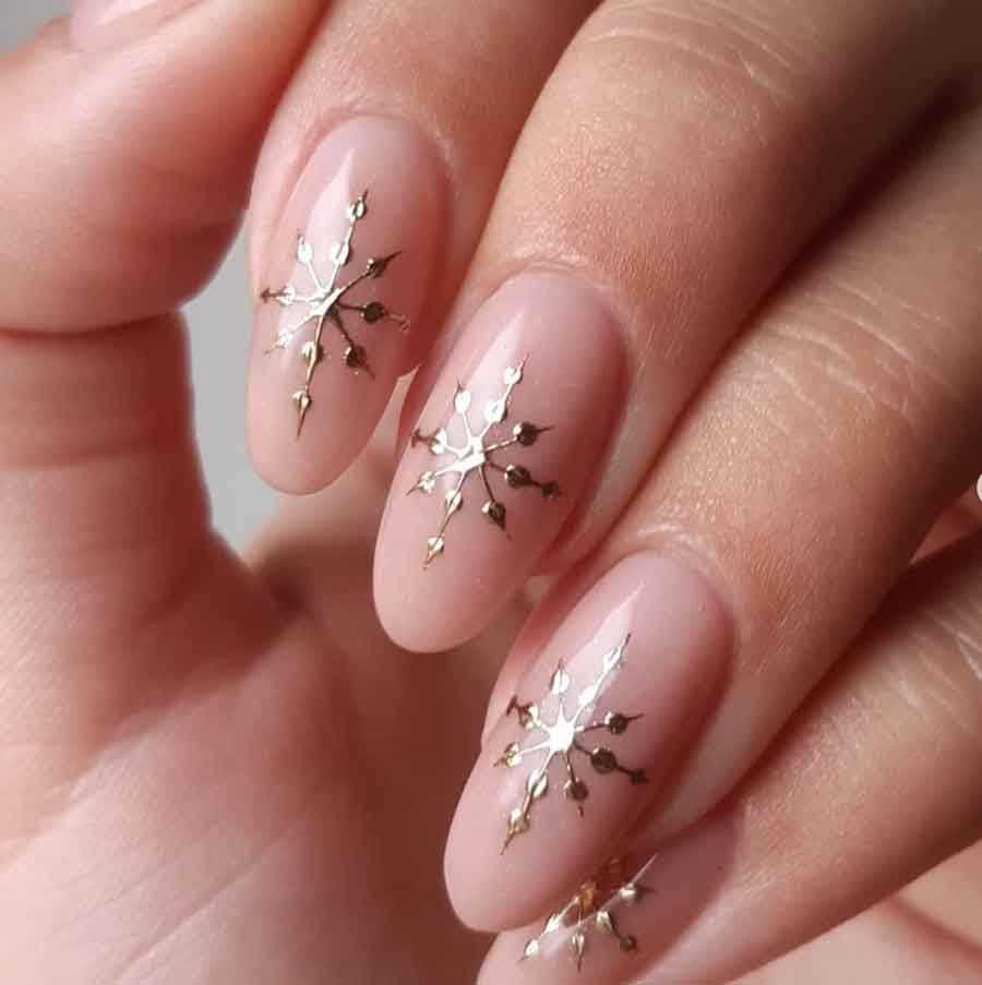 simple snowflake classy christmas nails aesthetic design