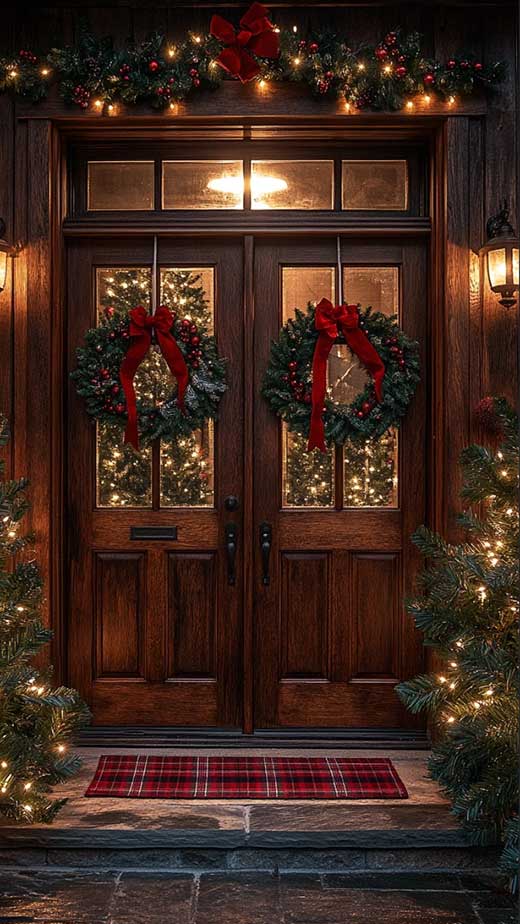 traditional christmas front porch wallpaper