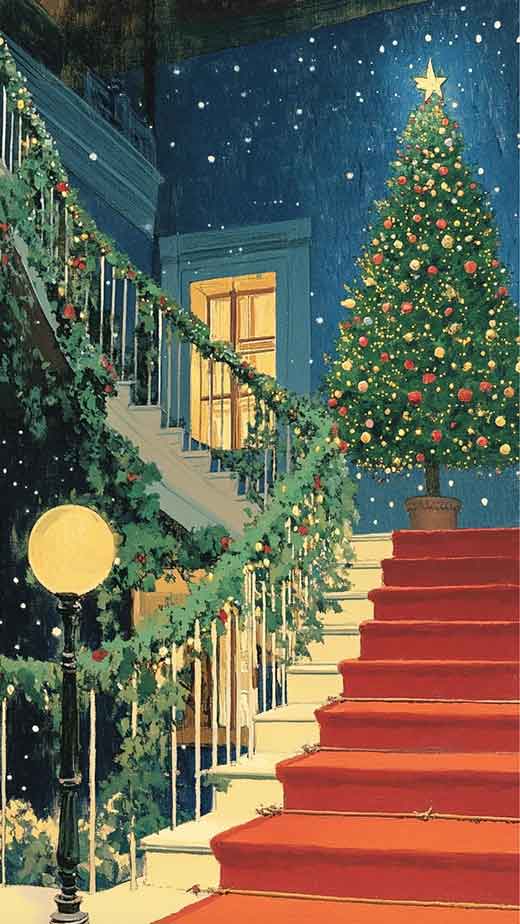 vintage christmas art wallpaper