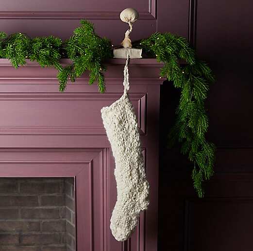 White Chunky Knit Wool Stocking