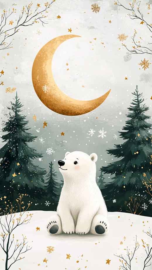 cute polar bear illustration christmas wallpaper for iphone