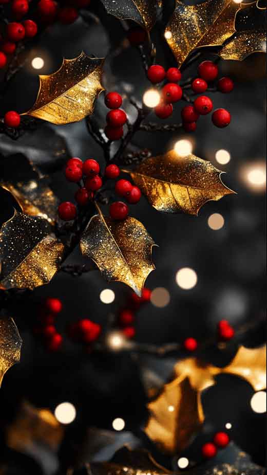 gold and red dark christmas luxury wallpaper for iPhone. holy berry. 