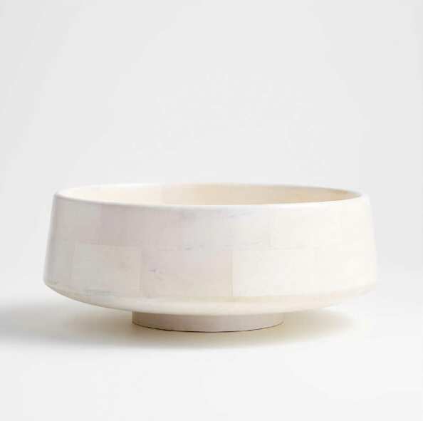 Katin White Wood Decorative Centerpiece Bowl