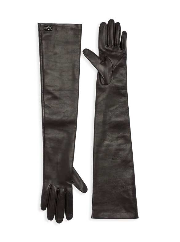 VLogo Leather Long-Sleeve Gloves
