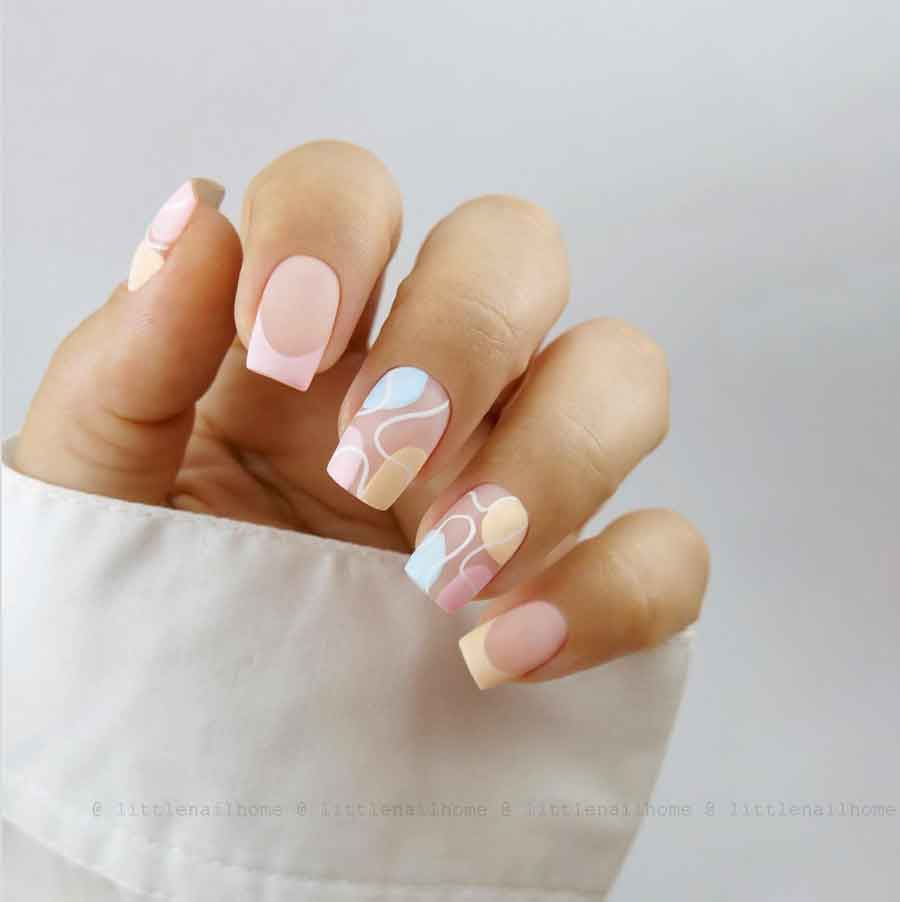 abstract organic shapes cute pastel nails