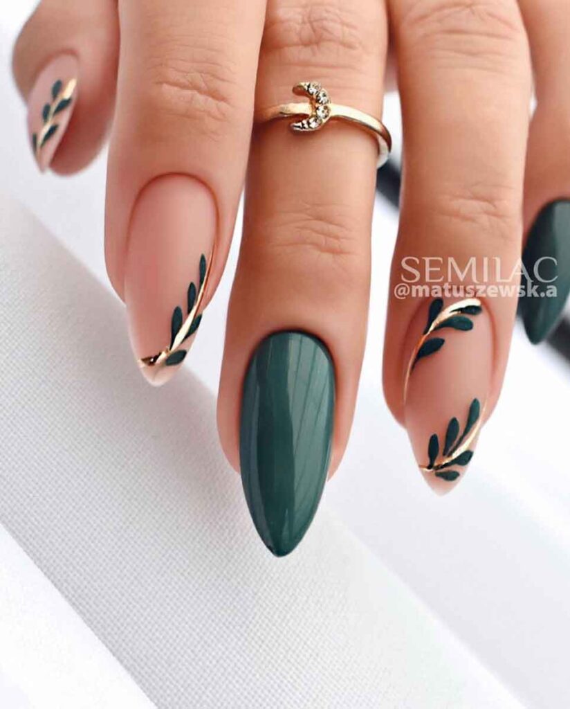 Olive Green Nails Inspiration and Ideas - Nail Aesthetic
