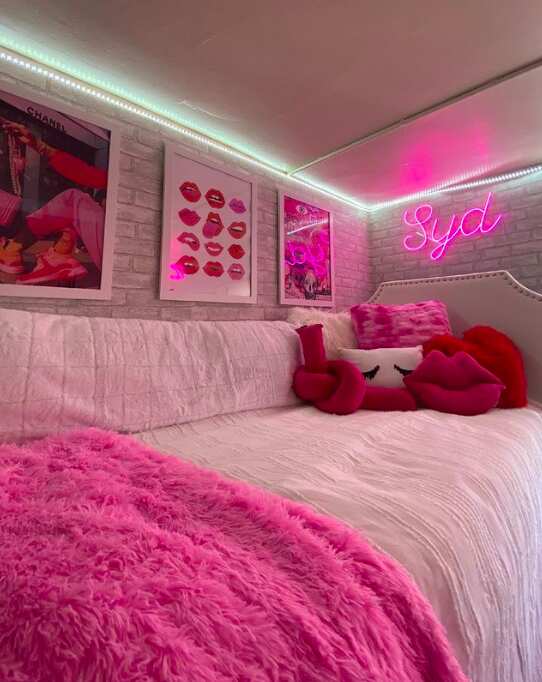 baddie aesthetic room with led lights