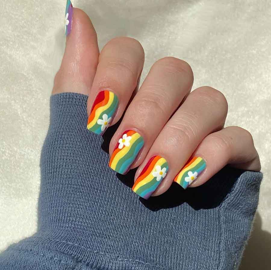 cute fun summer rainbow nails
