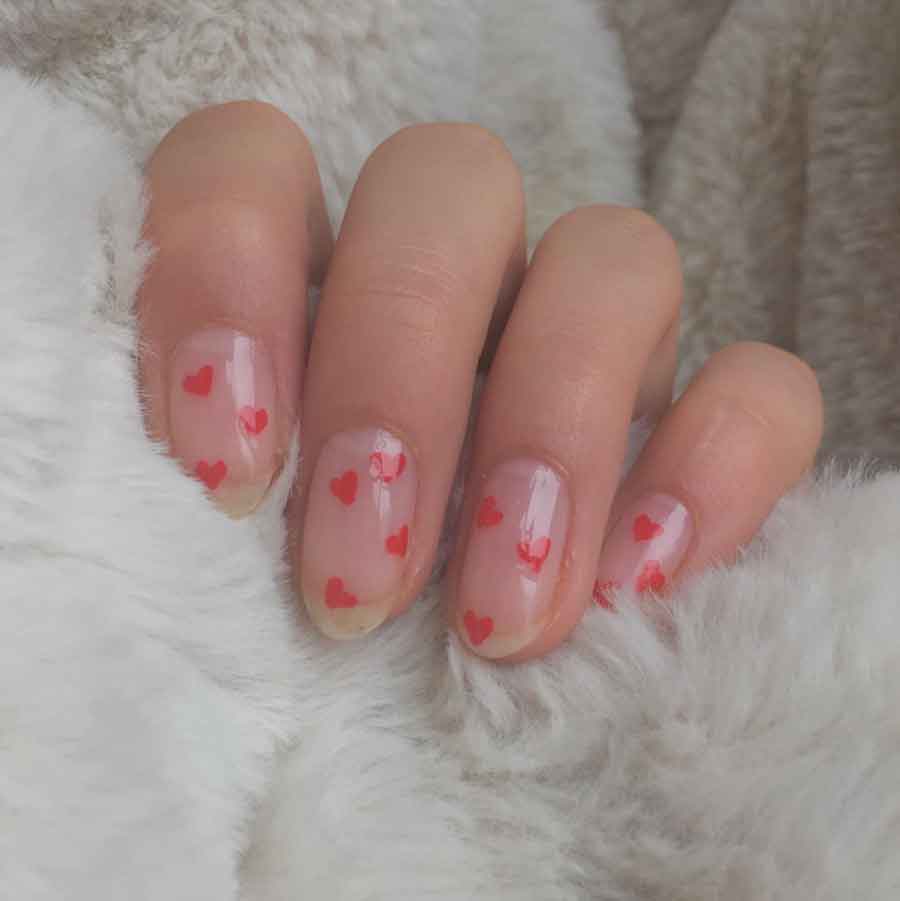cute heart themed aesthetic nails