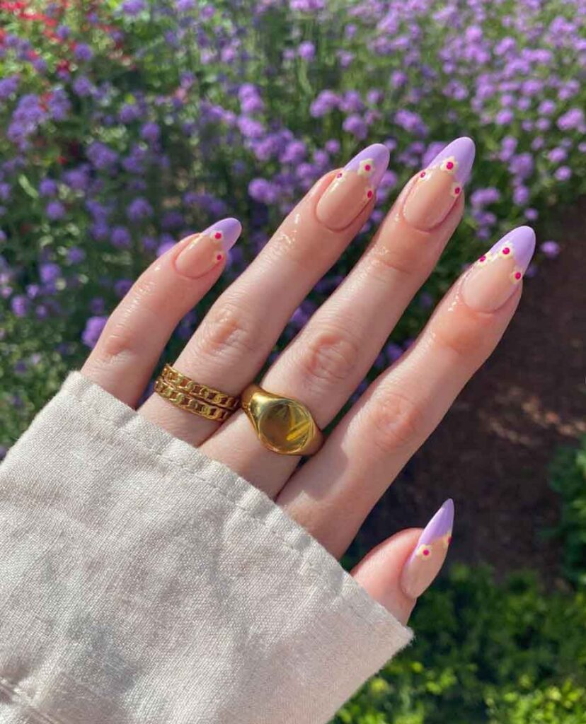 cute pastel floral purple aesthetic nail