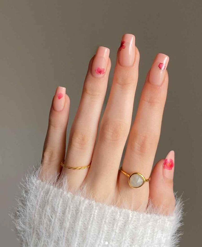 cute pink sakura nails