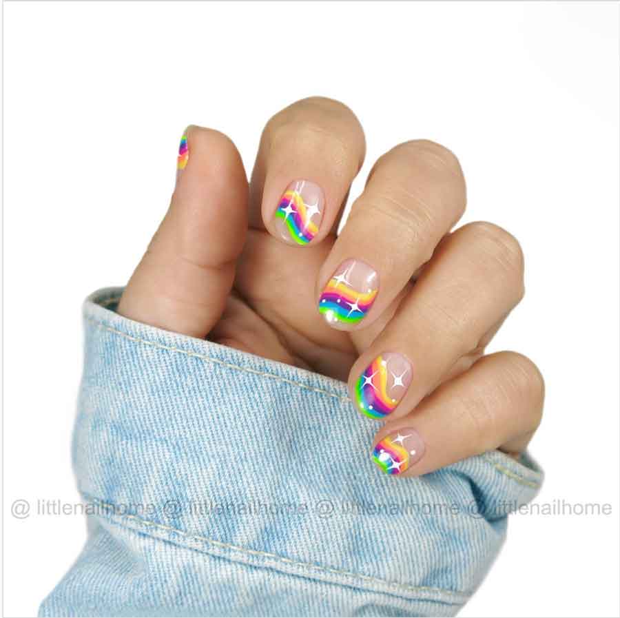 cute short rainbow nails