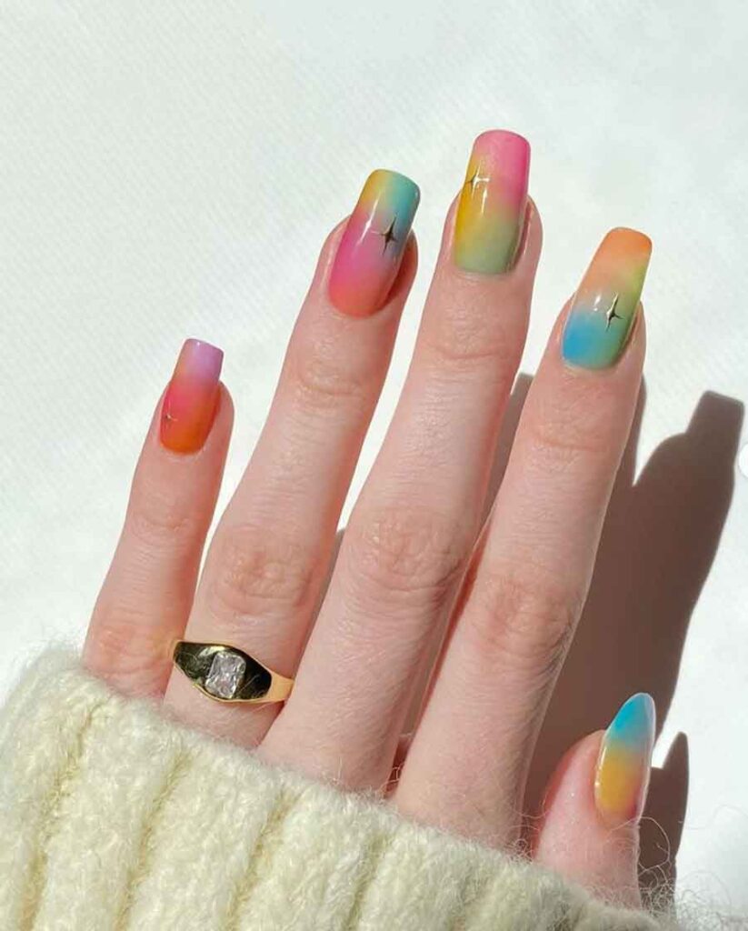 cute rainbow nails