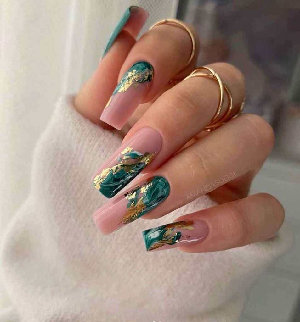 emerald-green-with-gold-marble-coffin-nails